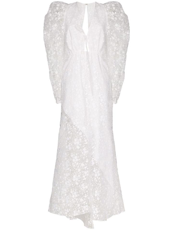 Rosie Assoulin Victorian Embroidered Long Dress - White