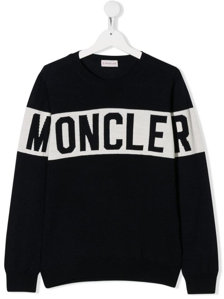 Moncler Kids Contrast Logo Jumper - Blue