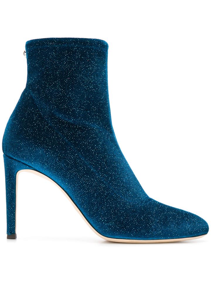 Giuseppe Zanotti Design Velvet Ankle Boots - Blue