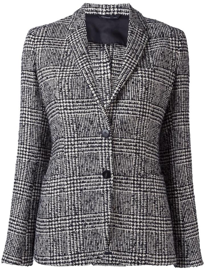 Tonello Tweed Single Breasted Blazer, Women's, Size: 40, Black, Wool/viscose