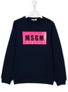 Msgm Kids - Logo Print Sweatshirt - Kids - Cotton - 14 Yrs, Blue