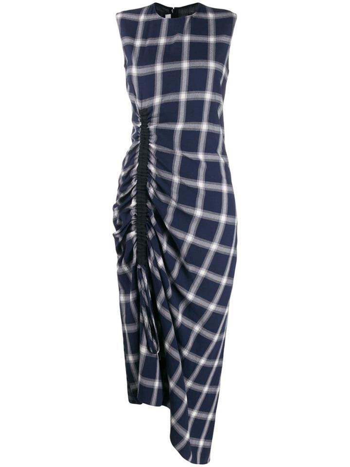 Mcq Alexander Mcqueen Checked Asymmetric Dress - Blue