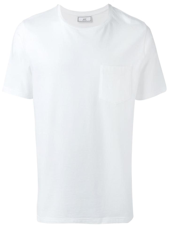 Ami Alexandre Mattiussi Chest Pocket T-shirt, Men's, Size: Large, White, Cotton