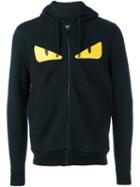 Fendi Bag Bugs Zip Hoodie, Men's, Size: 48, Black, Cotton/lamb Skin/wool