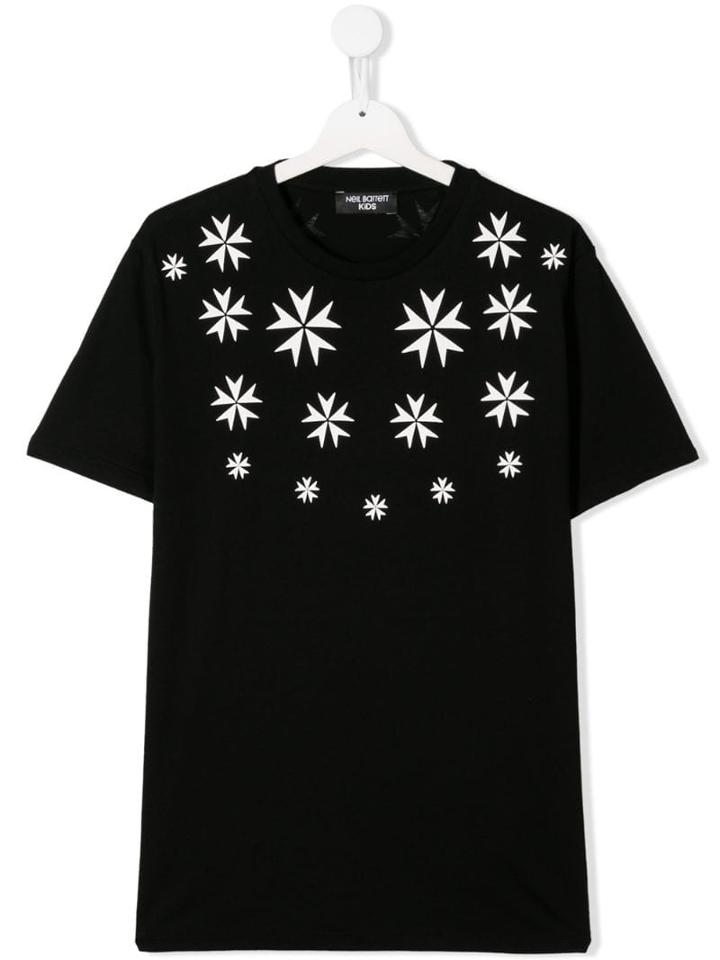 Neil Barrett Kids Snowflake Print T-shirt - Black