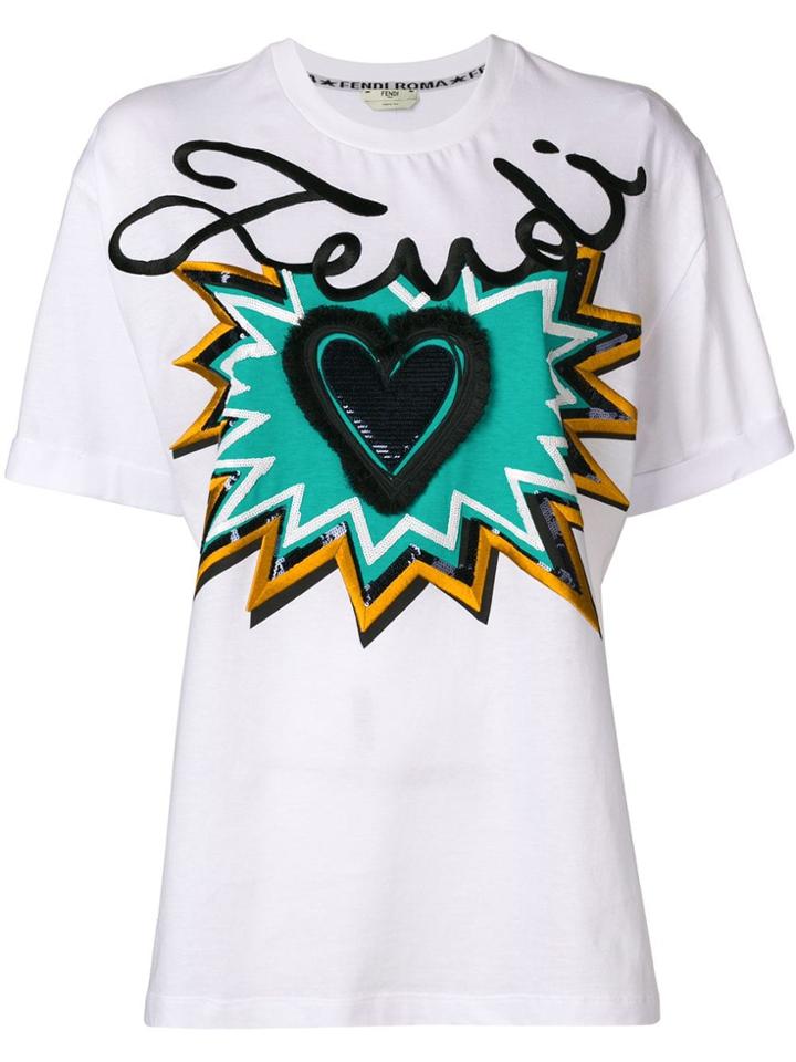 Fendi Logo Motif T-shirt - White
