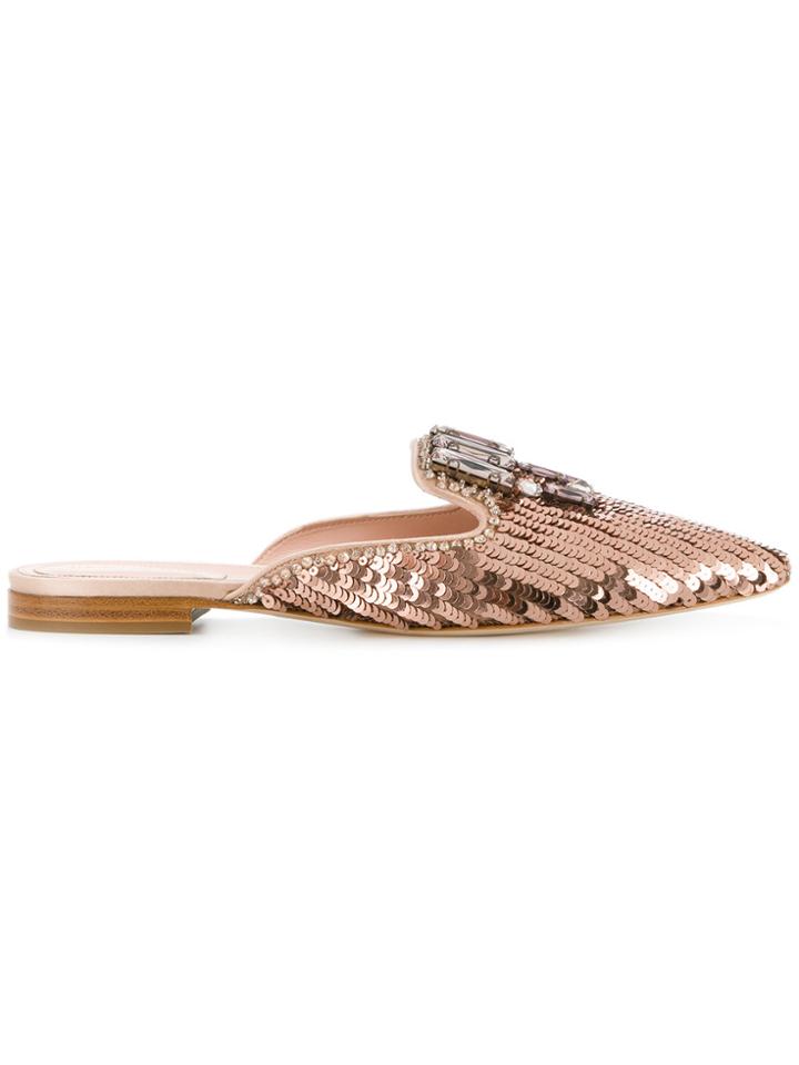 Alberta Ferretti Metallic Embellished Mules