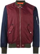 Diesel Contrast Sleeve Bomber Jacket, Men's, Size: Large, Pink/purple, Nylon/polyester