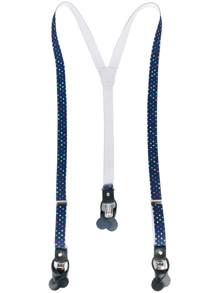 Fefè - Polka Dot Braces - Men - Cotton/leather/metal (grey) - One Size, Cotton/leather/metal