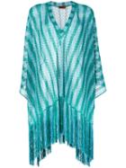 Missoni - Fringed Cover-up - Women - Polyester/cupro/viscose - S, Blue, Polyester/cupro/viscose