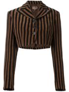 Romeo Gigli Vintage Striped Bolero Jacket, Women's, Size: 42, Black