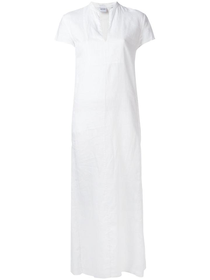 Aspesi Notched Neckline Dress, Women's, Size: 40, White, Linen/flax