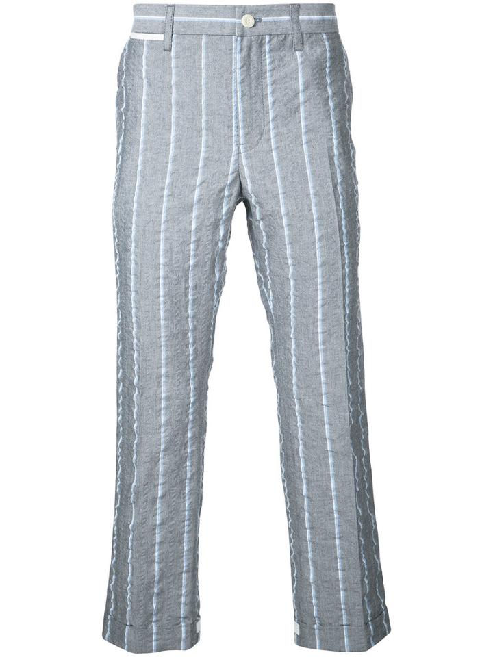 Sacai - Cropped Stripe Trousers - Men - Cotton/linen/flax/polyester/cupro - 2, Grey, Cotton/linen/flax/polyester/cupro