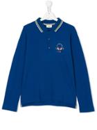 Fendi Kids Teen Long Sleeve Polo Shirt - Blue