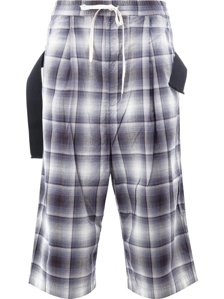 Maison Mihara Yasuhiro Checked Drop-crotch Trousers - Blue