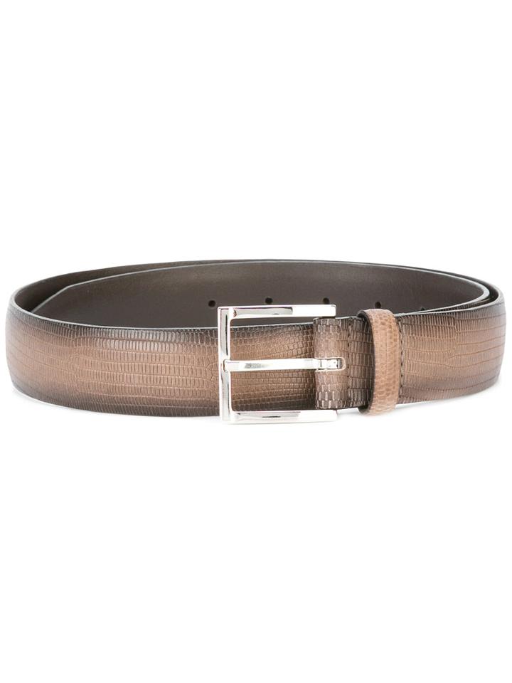 Orciani Lizard Skin Effect Belt, Men's, Size: 95, Brown, Leather