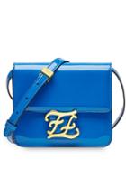Fendi Karligraphy Patent Leather Shoulder Bag - Blue