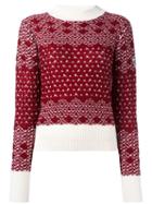 Rossignol Reversed Jacquard Cropped Jumper, Women's, Size: Medium, Red, Virgin Wool