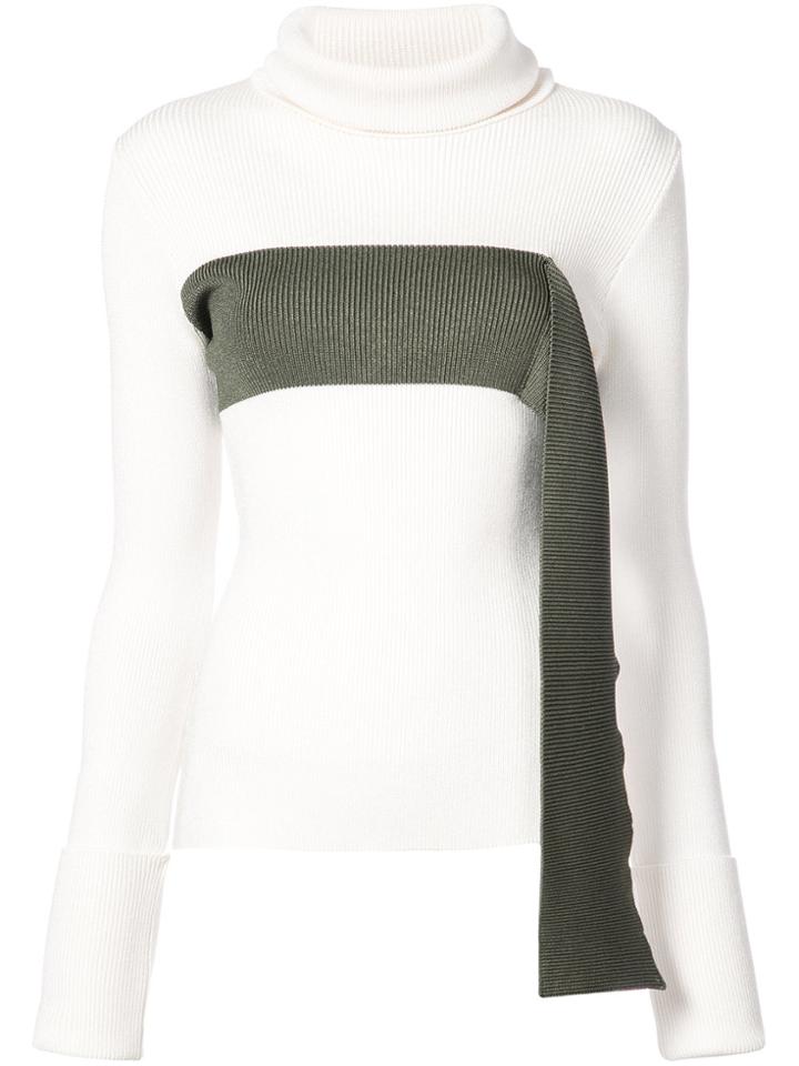 Monse Falling Strip Ribbed Turtleneck Jumper - Nude & Neutrals