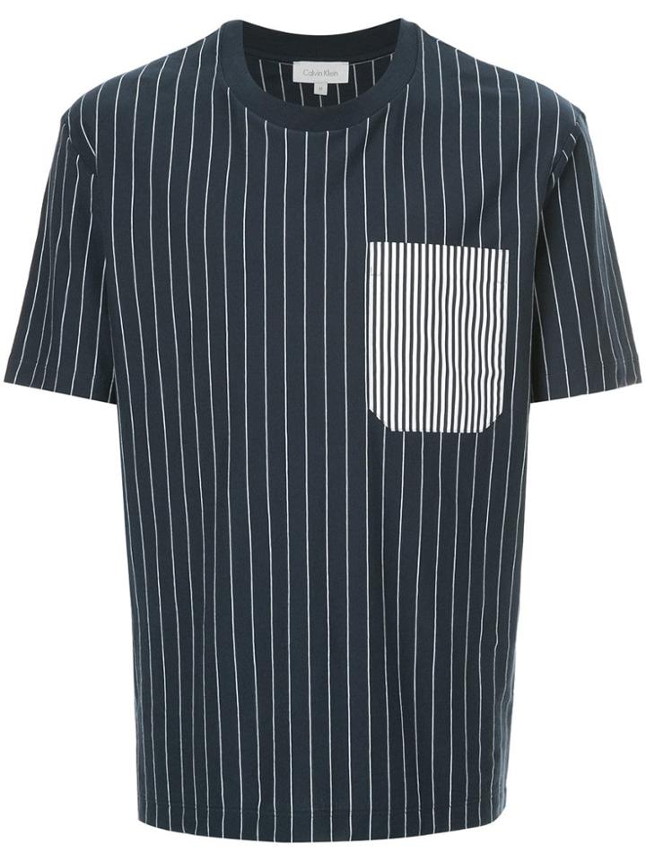 Ck Calvin Klein Striped Pocket T-shirt - Blue