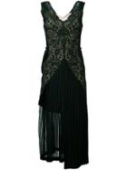 Stella Mccartney Pleated Lace Detail Dress, Women's, Size: 38, Green, Silk/cotton/polyester/viscose