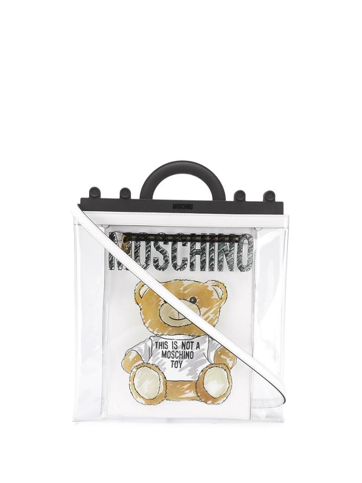 Moschino Transparent Logo Tote Bag - White
