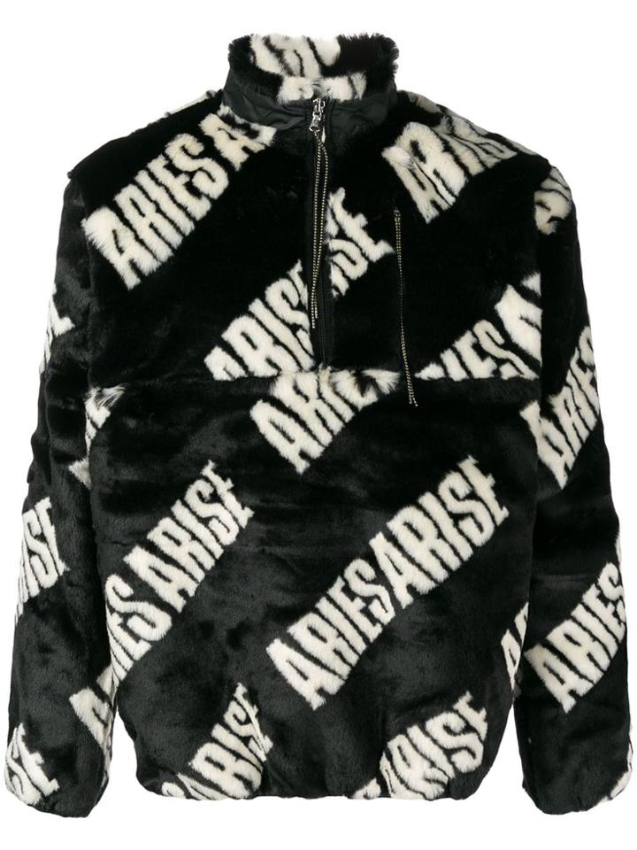 Aries Logo Print Pullover Top - Black