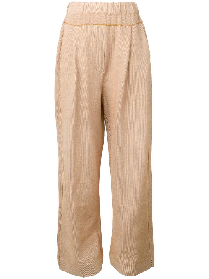 Boboutic - Drop-crotch Straight Trousers - Women - Cotton/linen/flax/polyamide - L, Brown, Cotton/linen/flax/polyamide