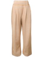Boboutic - Drop-crotch Straight Trousers - Women - Cotton/linen/flax/polyamide - L, Brown, Cotton/linen/flax/polyamide