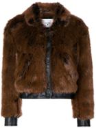 Dondup Single Breasted Faux-fur Jacket - Brown