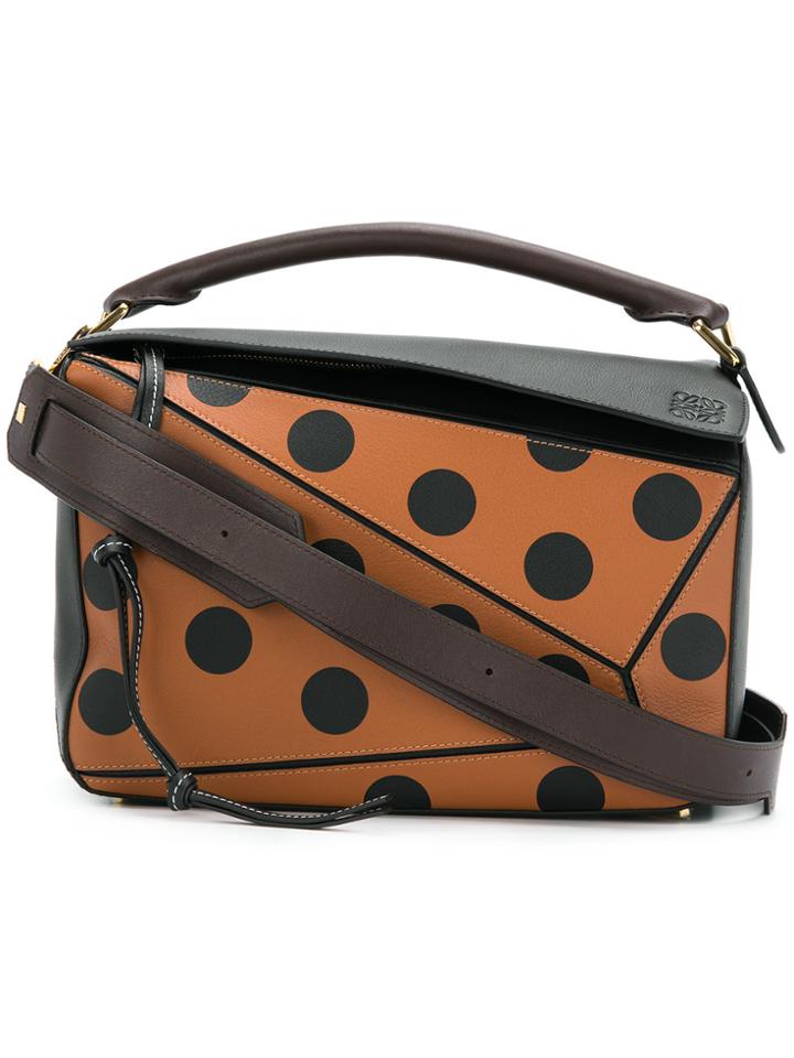 Loewe Puzzle Polka-dot Shoulder Bag - Brown