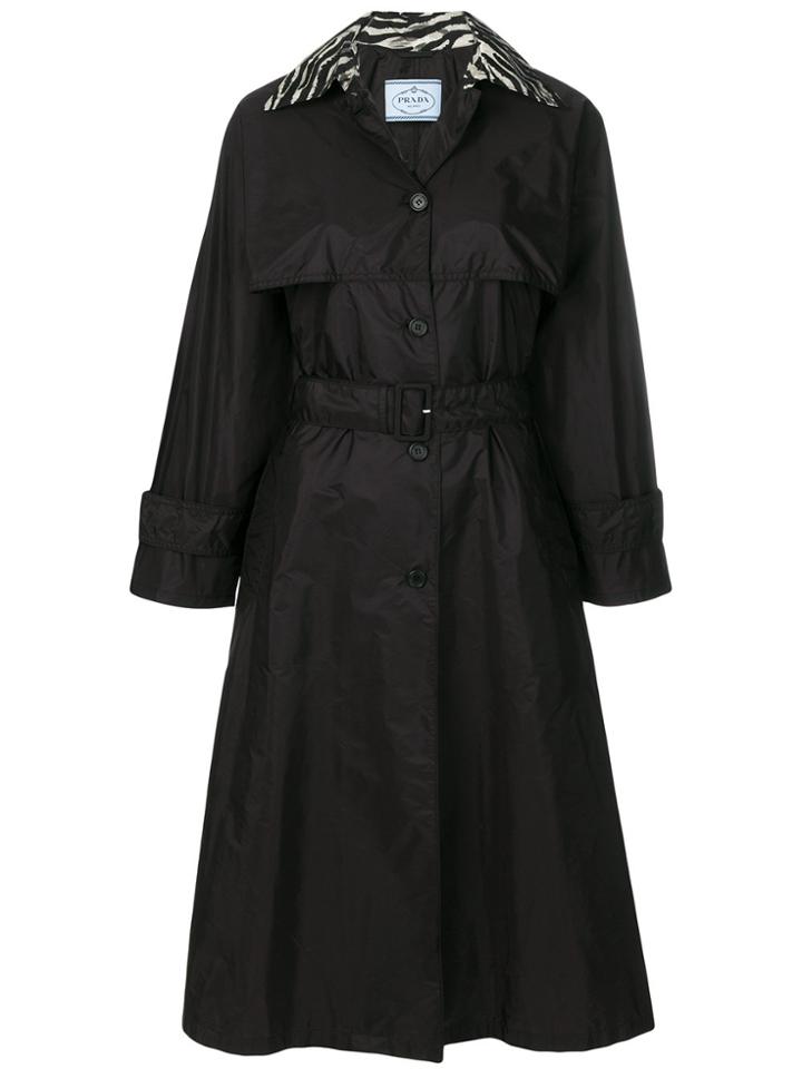 Prada Zebra Collar Trench Coat - Black
