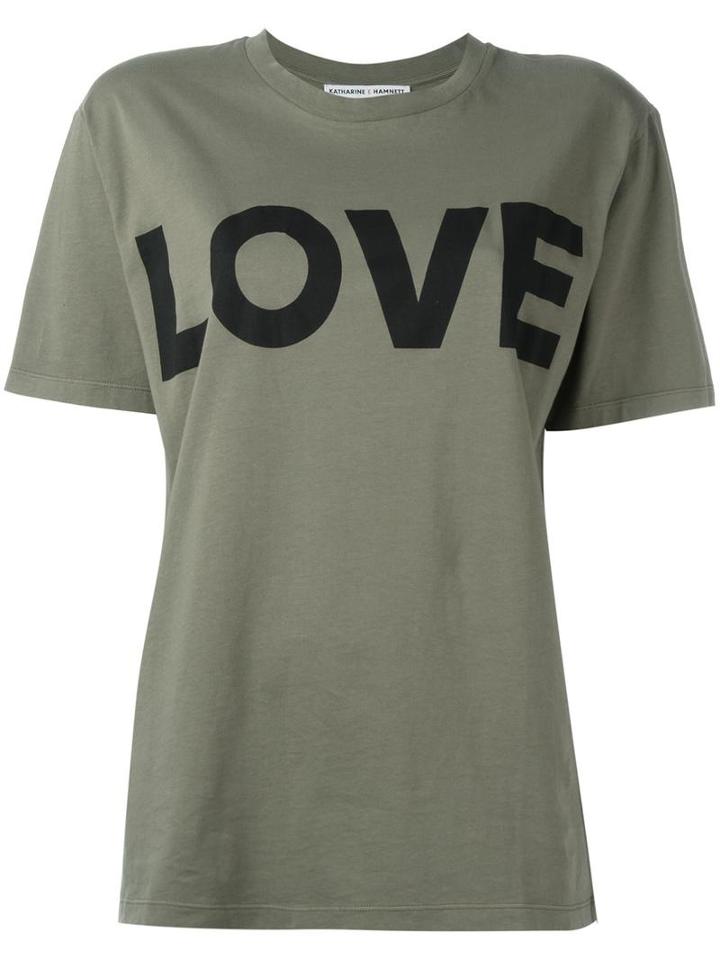 Katharine Hamnett Love Print T-shirt, Women's, Size: Small, Green, Organic Cotton