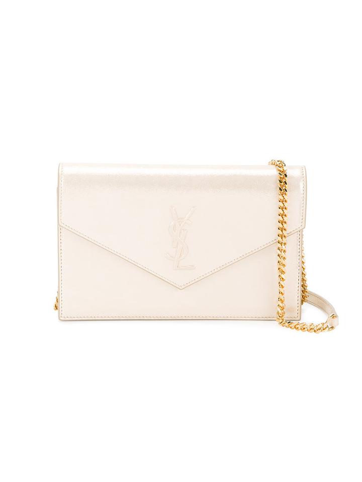 Saint Laurent Monogram Satchel, Women's, Nude/neutrals, Leather/metal