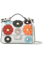 Fendi Embellished Leather Micro Double Baguette Shoulder Bag - White