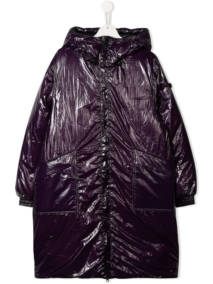 Ai Riders On The Storm Shiny Hooded Raincoat - Purple