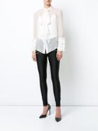 Thomas Wylde Ruffle Cuffed Sheer Shirt With Pussy Bow - White