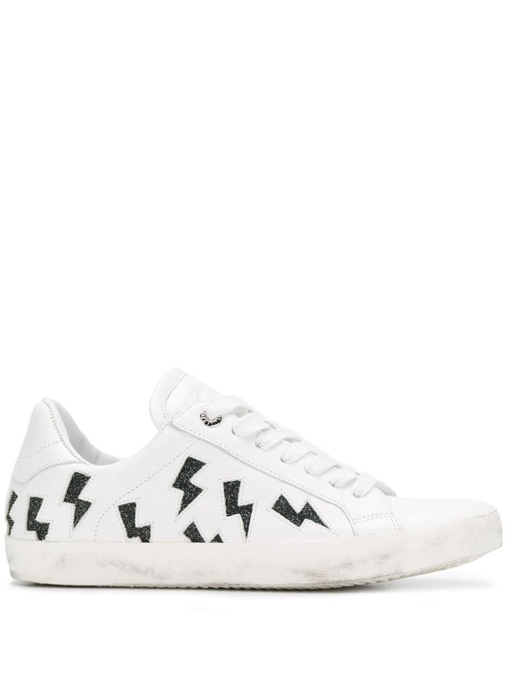 Zadig & Voltaire Flash Lurex Lace-up Sneakers - White
