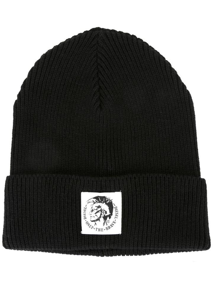 Diesel 'coder' Beanie, Men's, Black, Wool/cotton