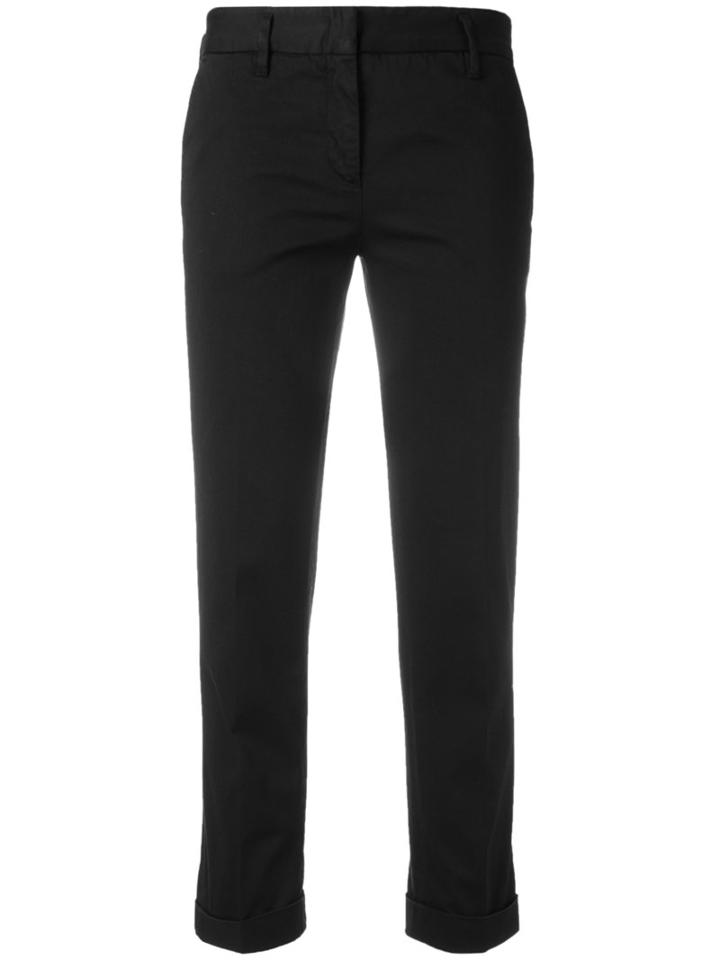 Aspesi Cropped Trousers, Size: 46, Black, Cotton/elastodiene