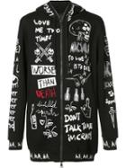 Haculla Multiple Prints Zipped Hoodie, Men's, Size: Xl, Black, Cotton/polyester