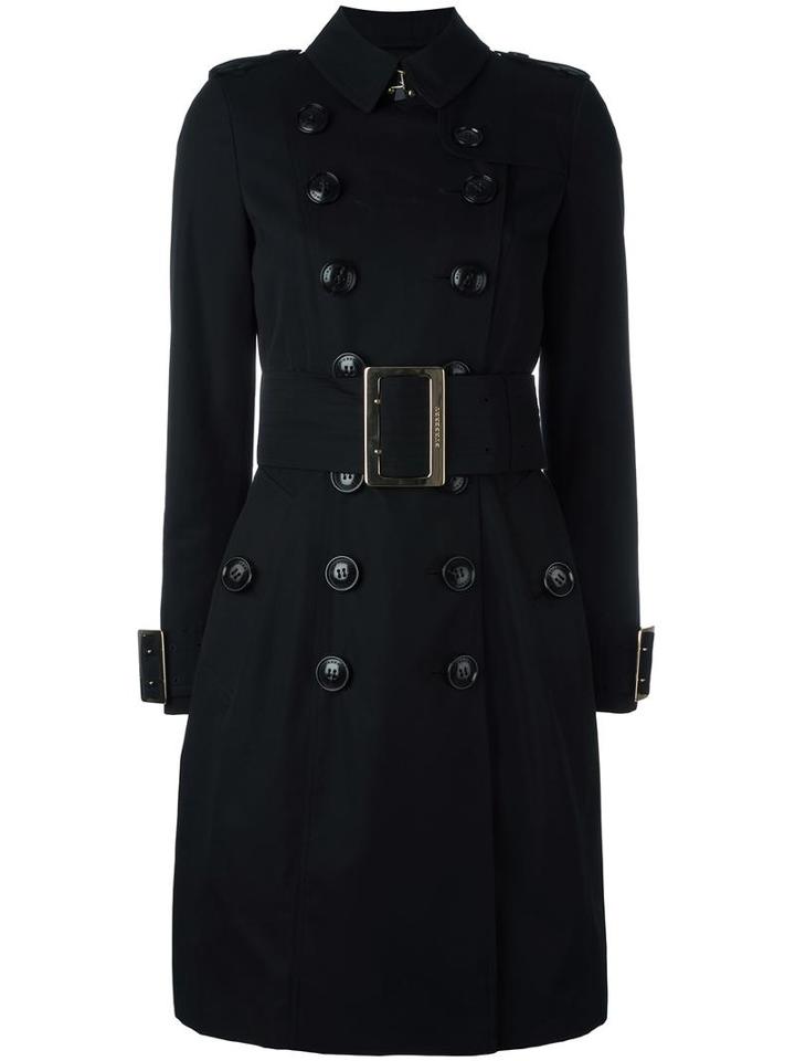 Burberry Belted Trench Coat, Women's, Size: 12, Black, Cotton/viscose