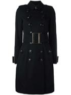 Burberry Belted Trench Coat, Women's, Size: 12, Black, Cotton/viscose