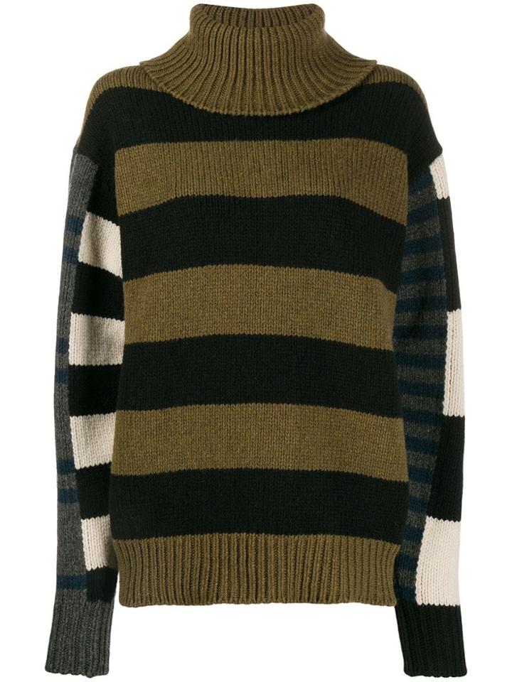 Colville Asymmetric Panelled Jumper - Green