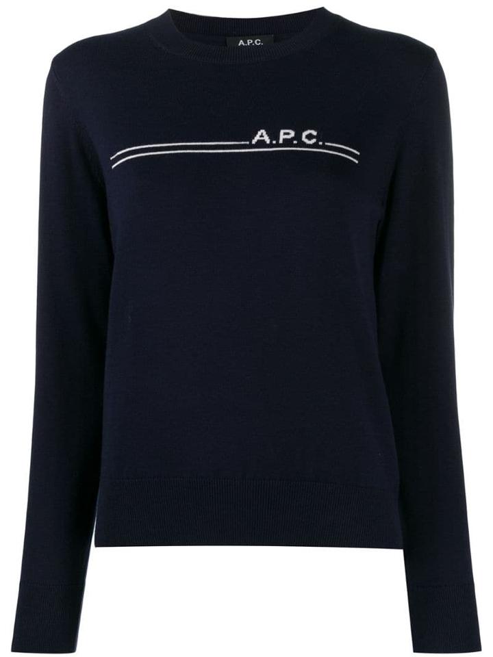 A.p.c. Logo Striped Jumper - Blue