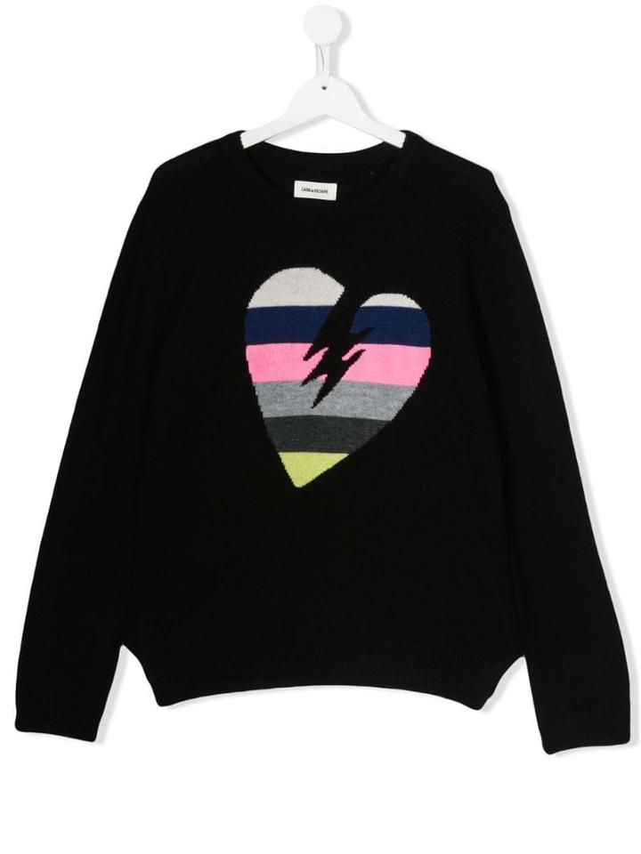 Zadig & Voltaire Kids Heart Pattern Jumper - Green