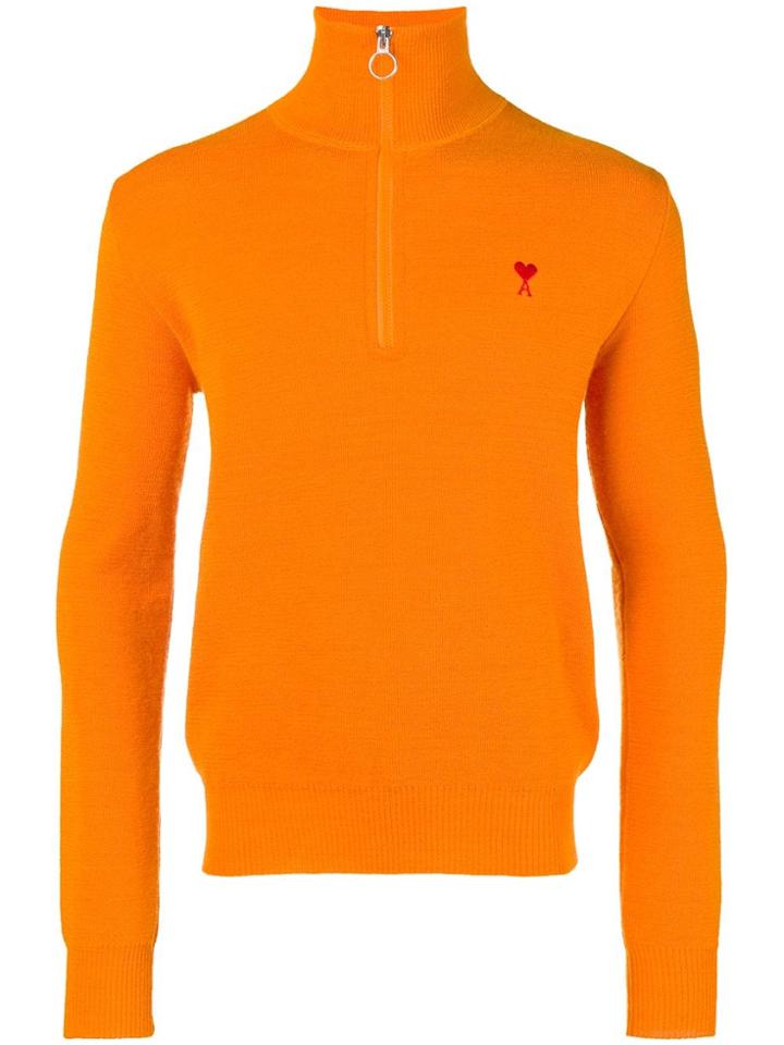 Ami Alexandre Mattiussi Ami De Coeur Trucker Pass Sweater - Orange