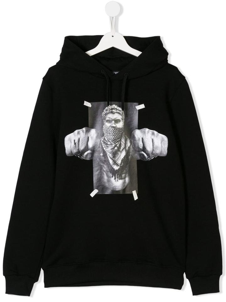 Neil Barrett Kids Teen Printed Hoodie - Black