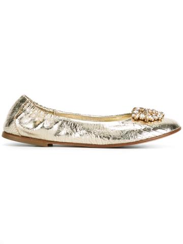 Quis Quis Embellished Ballerina Shoes - Metallic