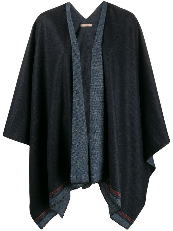 Ermanno Gallamini Oversized Contrast-trimmed Cape - Blue